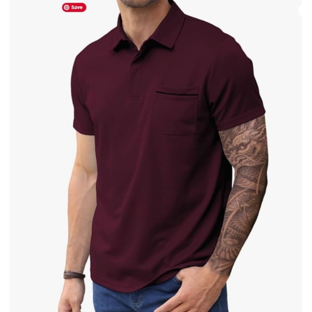 LexiArt Golf Polo Shirt Mens XL Burgundy New Short Sleeve
